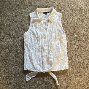 White collar tie up shirt